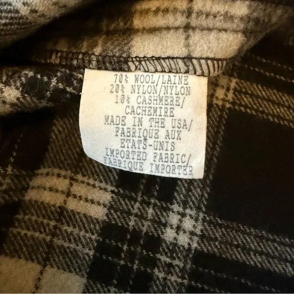 Vintage Anne Klein Black and White Plaid Wool Wrap Skirt Fringe Size 10 USA - Picture 6 of 7